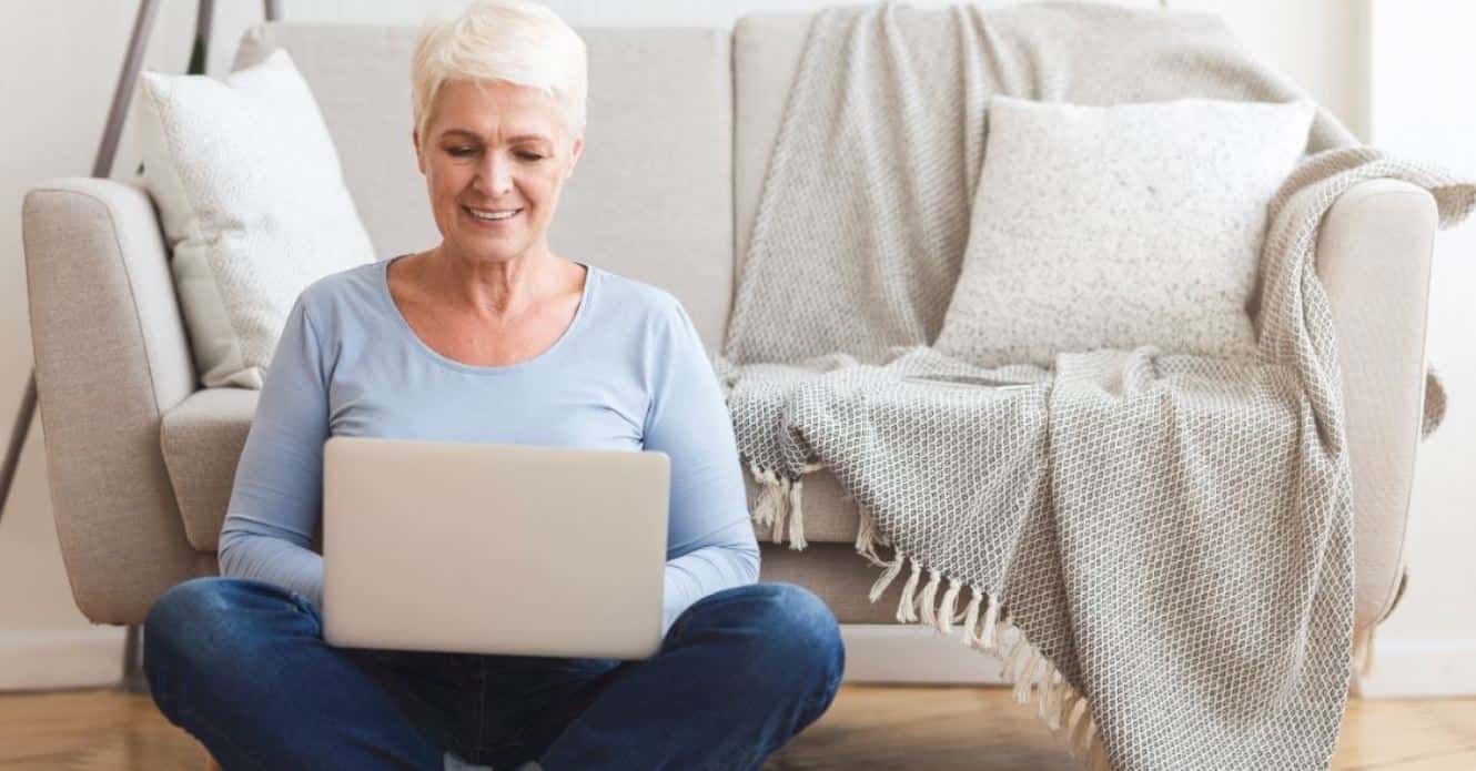 Woman browsing on desktop