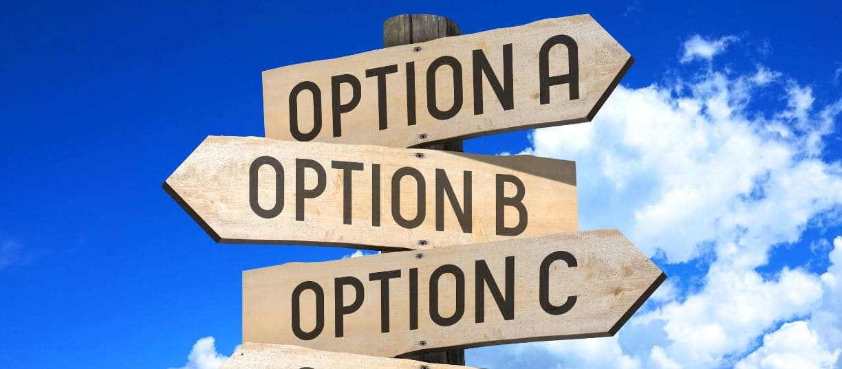 Options sign boad on the street 