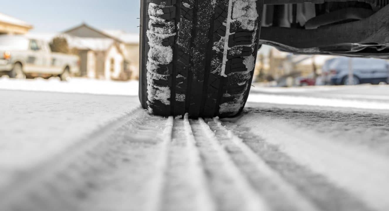 Snow tire in the snow